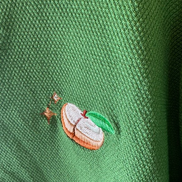 Unique Vintage Green Cardigan w/ Peach Embroidery – 2X/3X - Picture 7 of 11